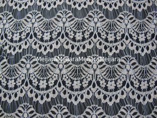 Chiny Corded Scalloped Lace Mesh Fabric Czarna gipiura do bielizny / biustonosza CY-DK0038 dostawca