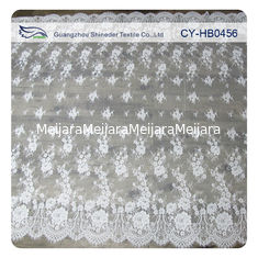 Chiny Ivory Nylon Floral Chantilly Embroidideried Lace Fabric Custom Printed dostawca
