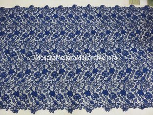 Chiny Royal Blue Cord Floral Haftowana Koronkowa Tkanina Handwork For Woman Dress dostawca