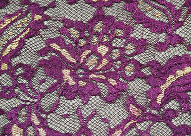 Moda metalik, fioletowa, rozciągliwa koronka, materiał rozpuszczalny w wodzie OEM / ODM CY-LW0219 dostawca