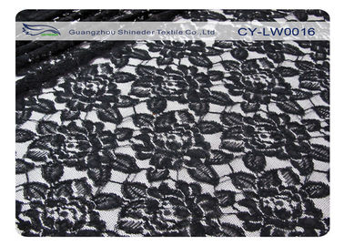 Tkanina bawełniana nylonowa z czarnej koronki, 65% nylon + 35% bawełna CY-LW0016 dostawca