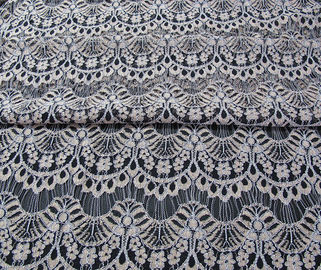 Corded Scalloped Lace Mesh Fabric Czarna gipiura do bielizny / biustonosza CY-DK0038 dostawca