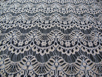 Corded Scalloped Lace Mesh Fabric Czarna gipiura do bielizny / biustonosza CY-DK0038 dostawca