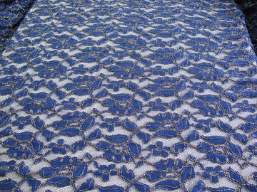 Royal Blue Cotton Nylon Gold Metalik Crochet Koronkowa tkanina na podwórku dostawca