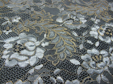 Archiwalne tkaniny metalicznej koronki niebieski, nylon Tulle kwiatowy koronki tkaniny SYD-0002 dostawca