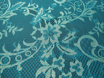 Archiwalne tkaniny metalicznej koronki niebieski, nylon Tulle kwiatowy koronki tkaniny SYD-0002 dostawca
