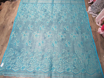Archiwalne tkaniny metalicznej koronki niebieski, nylon Tulle kwiatowy koronki tkaniny SYD-0002 dostawca