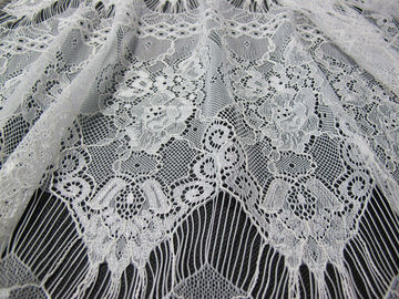 Biały kwiatowy nylon koronki tkaniny rzęs koronki wykończenia sukni pani dostawca