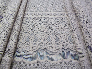 Szare rzęsy z dzianiny bawełnianej Nylon Rozciągliwy Koronkowy materiał Gruby kwiat dla pani sukni dostawca