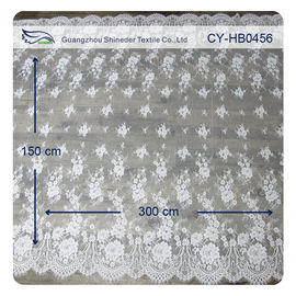 Ivory Nylon Floral Chantilly Embroidideried Lace Fabric Custom Printed dostawca