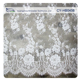 Ivory Nylon Floral Chantilly Embroidideried Lace Fabric Custom Printed dostawca