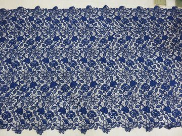 Royal Blue Cord Floral Haftowana Koronkowa Tkanina Handwork For Woman Dress dostawca