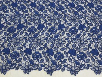 Royal Blue Cord Floral Haftowana Koronkowa Tkanina Handwork For Woman Dress dostawca