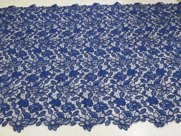 Royal Blue Cord Floral Haftowana Koronkowa Tkanina Handwork For Woman Dress dostawca