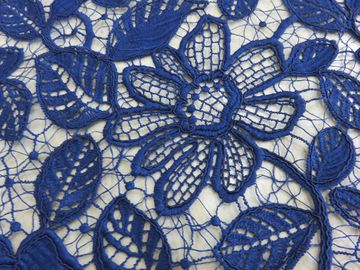 Royal Blue Cord Floral Haftowana Koronkowa Tkanina Handwork For Woman Dress dostawca