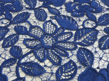 Royal Blue Cord Floral Haftowana Koronkowa Tkanina Handwork For Woman Dress dostawca